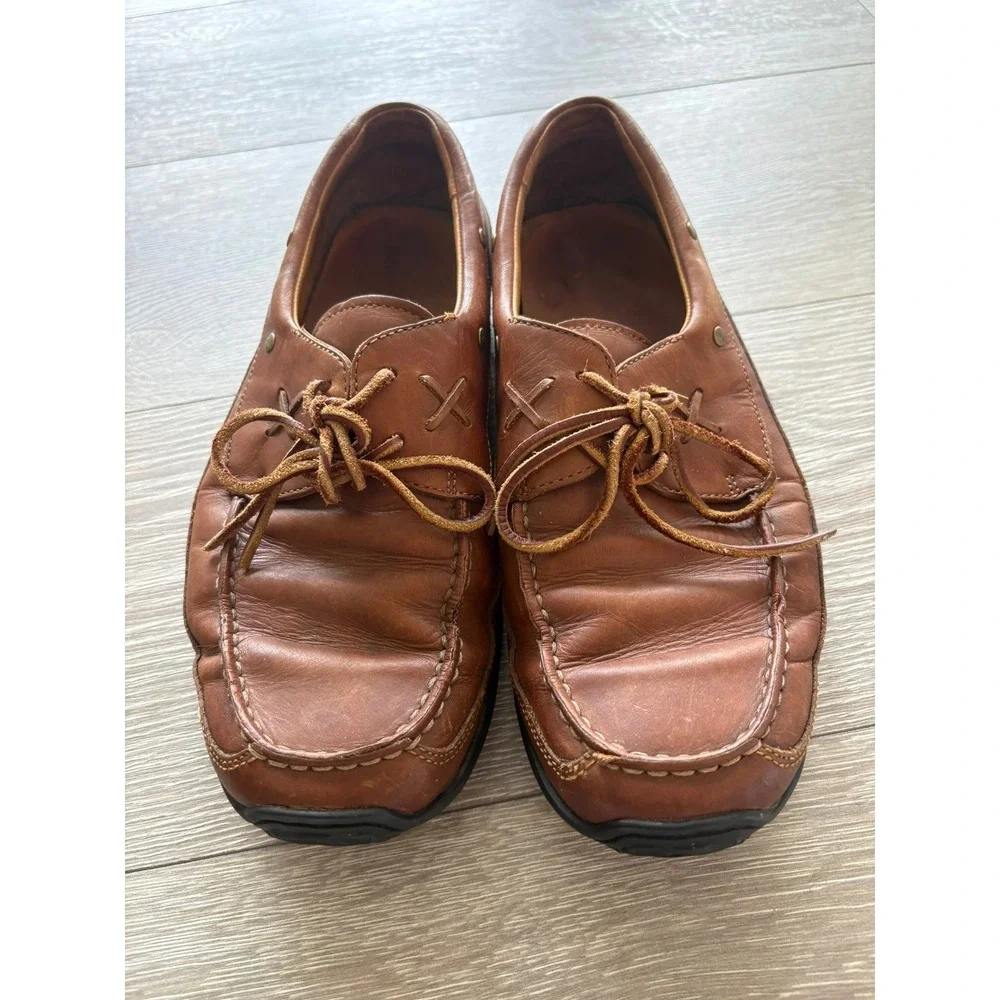 Polo Ralph Lauren Mens Tan Leather Boat Shoes Moc Toe Loafers AAM19420 9.5 D
